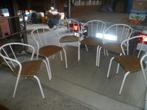 6 OUDE METALEN STOELEN MET ROTAN, Ophalen