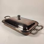 Verzilverde schotel met deksel en pyrex schotel, Ophalen of Verzenden