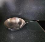 Grote wokpan RVS (zwaar model), Huis en Inrichting, Keuken | Potten en Pannen, Ophalen, Inox, Zo goed als nieuw, Keramische plaat