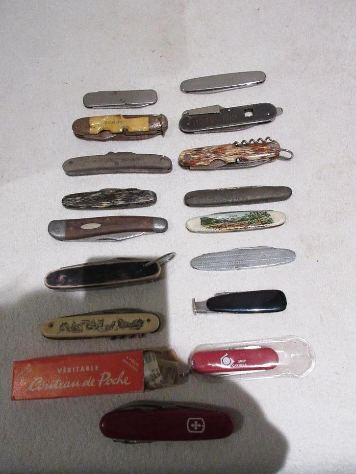 Verzameling multifunctionele zakmessen oude zakmes vintage, Antiek en Kunst, Curiosa en Brocante, Ophalen