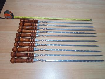 Lot de 10 Brochettes Professionnelles Inox avec Manche Bois beschikbaar voor biedingen
