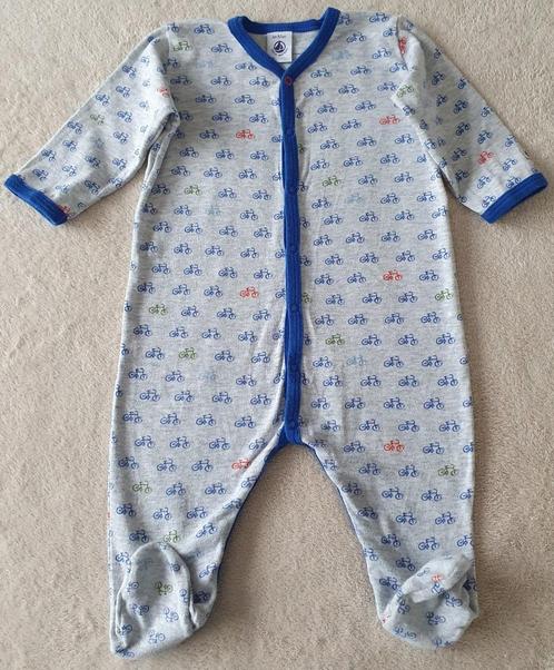 Pyjama grenouillère coton gris avec vélos -T67- Petit Bateau, Kinderen en Baby's, Babykleding | Maat 68, Gebruikt, Jongetje, Nacht- of Onderkleding
