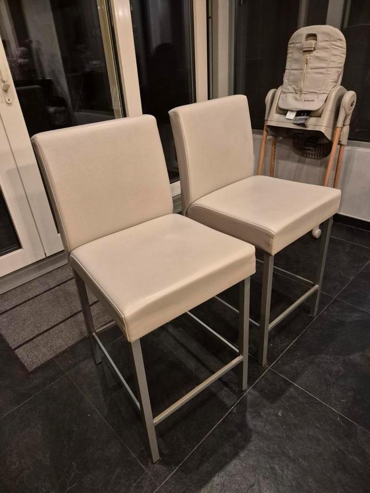 2 barstoelen/barkrukken beige, Huis en Inrichting, Barkrukken, Gebruikt, Ophalen
