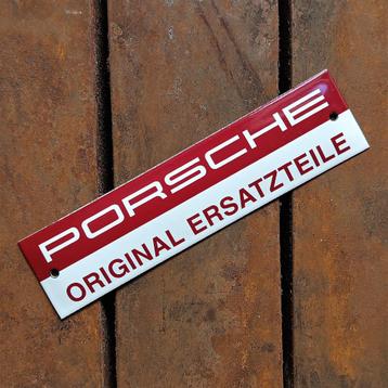 Emaille Schild PORSCHE Ersatzteile Dealer Reclamebord Plaque beschikbaar voor biedingen