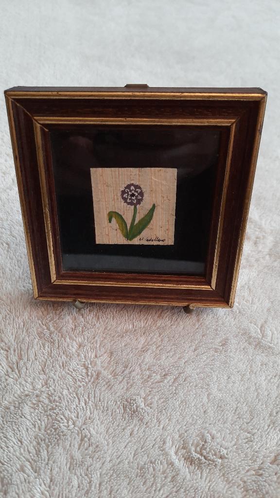 kadertje met staander en tekening op papyrus gestempeld, Huis en Inrichting, Woonaccessoires | Schilderijen, Tekeningen en Foto's