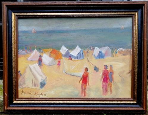 Harrie Kuyten strand 30 x 40 cm  olieverf op paneel, Antiek en Kunst, Kunst | Schilderijen | Klassiek, Verzenden
