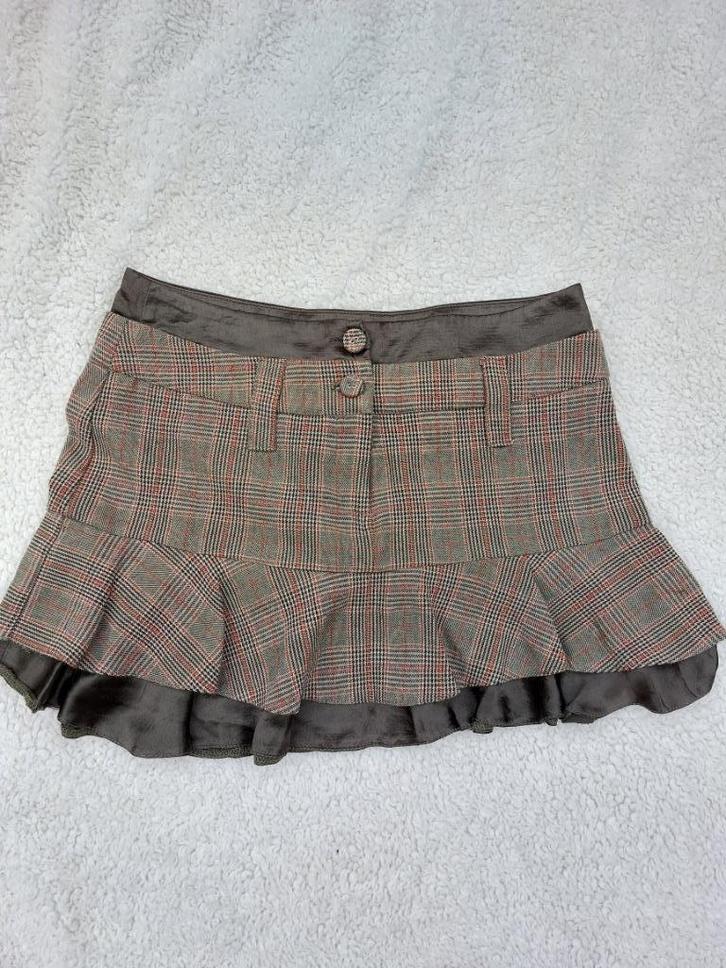 Geruit kort rokje met franje van River Island, Vêtements | Femmes, Jupes, Porté, Taille 34 (XS) ou plus petite, Brun, Au-dessus du genou