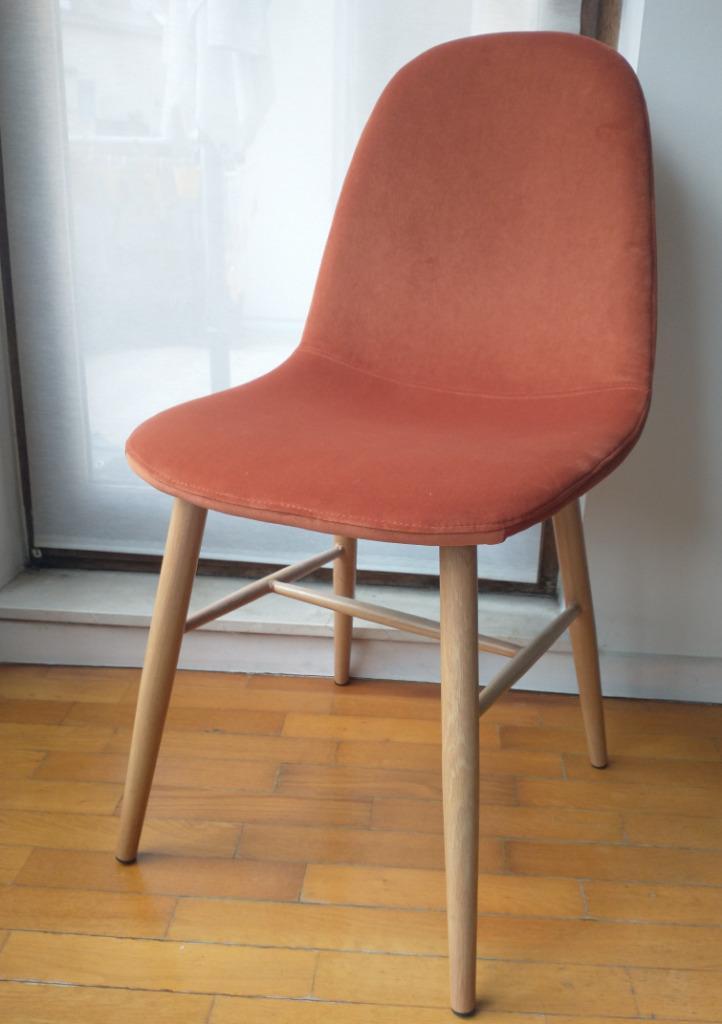 La Redoute Lot de 2 chaises velours "Polina", Huis en Inrichting, Stoelen, Zo goed als nieuw, Twee, Metaal, Stof, Rood, Ophalen