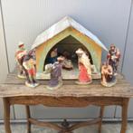 Oude kerststal met beeldjes en verlichting, Diversen, Kerst, Ophalen, Gebruikt