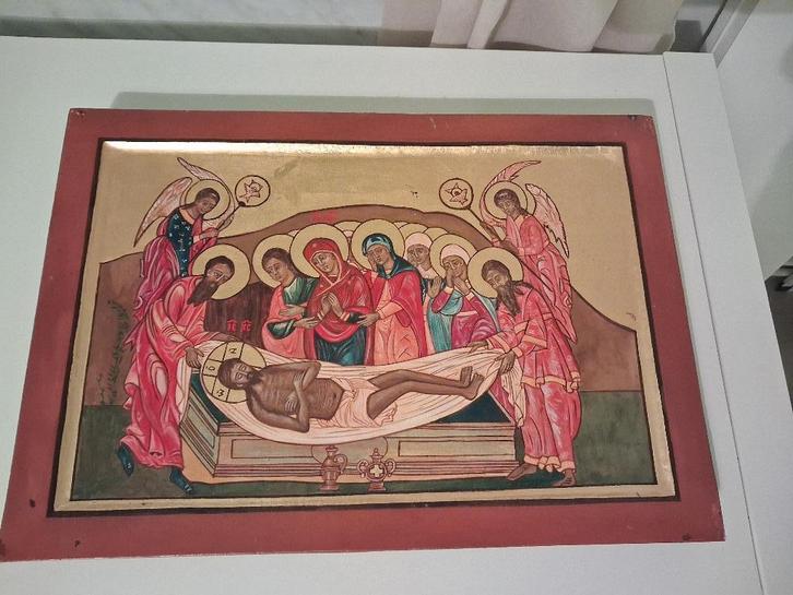 Icoon Christus wordt in graf neergelegd, Antiek en Kunst, Antiek | Religieuze voorwerpen, Ophalen