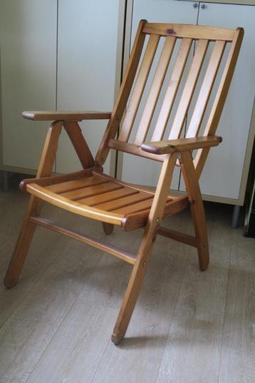 Scandinavische vintage houten verstelbare fauteuil uit 1970 beschikbaar voor biedingen