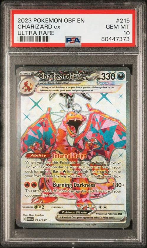 Pokémon : Charizard ex - OBF - 215/197 - PSA 10, Hobby en Vrije tijd, Verzamelkaartspellen | Pokémon, Nieuw, Losse kaart, Foil
