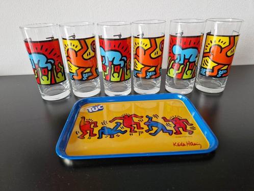 Keith Haring - Set 6 glazen., Antiquités & Art, Art | Autres Art, Enlèvement ou Envoi