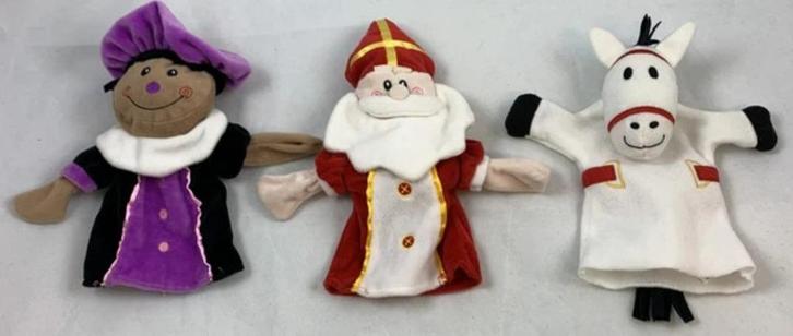 Sinterklaas handpoppen set stof Zwarte Piet Ozosnel Sint, Diversen, Sinterklaas, Zo goed als nieuw, Verzenden
