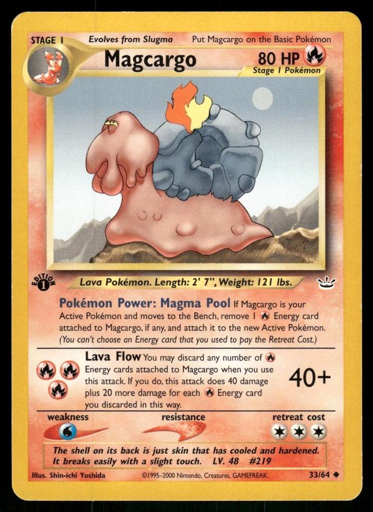 Magcargo 33/64 - Neo Revelation (1st edition) (NM), Hobby en Vrije tijd, Verzamelkaartspellen | Pokémon, Gebruikt, Verzenden