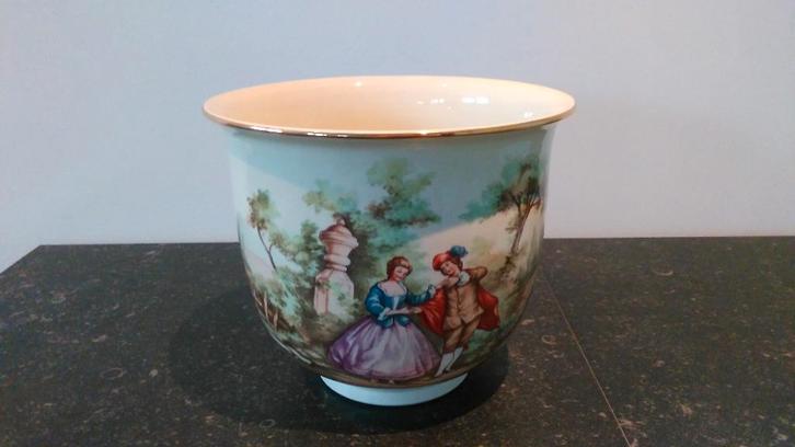 Vintage bloempot scene FRAGONARD Ø 26cm, Tuin en Terras, Bloempotten, Binnen, Ophalen of Verzenden