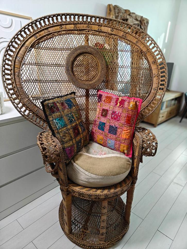 Emmanuelle rotan fauteuil, Huis en Inrichting, Fauteuils, Gebruikt, 100 tot 125 cm, Ophalen