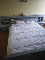 2 persoonsbed met 2 nachttafels 1 stuk met lattenbodem, Enlèvement, Utilisé, Bois, Bleu