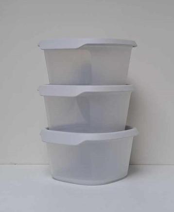 Tupperware « One Touch Fresh » Carré - 370 ml x 3 - Gris