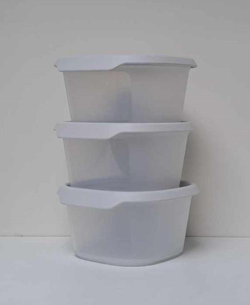 Tupperware « One Touch Fresh » Carré - 370 ml x 3 - Gris, Maison & Meubles, Cuisine| Tupperware, Neuf, Boîte, Blanc, Enlèvement ou Envoi