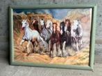 Houten kader met poster paarden, Huis en Inrichting, Ophalen, Zo goed als nieuw
