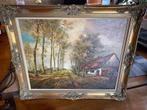 Groot landschap met hoeve in goudkleurige lijst 70110, Ophalen of Verzenden