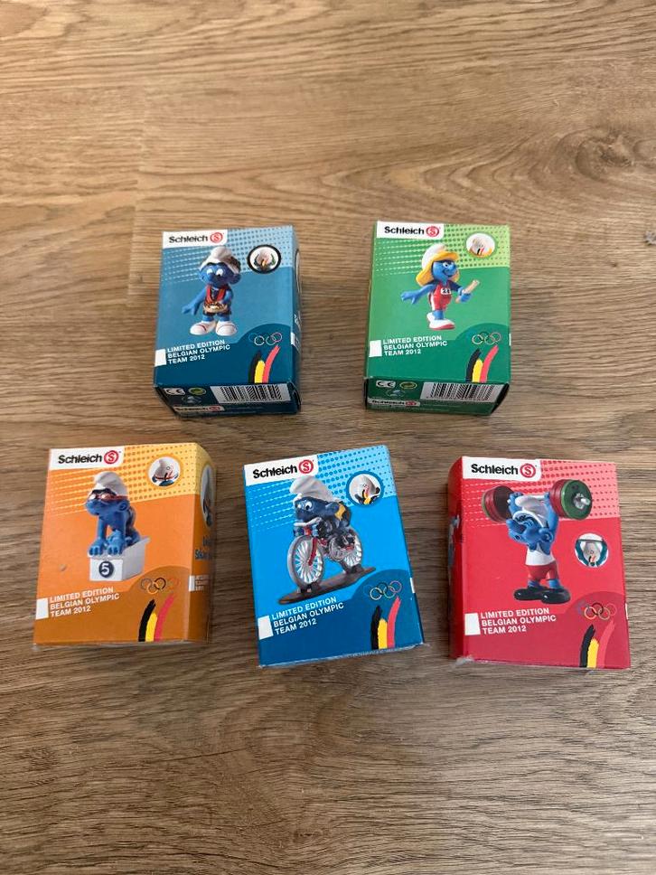5 Belgische Olympische Spelen reclamesmurfen (BOIC) nieuw, Verzamelen, Poppetjes en Figuurtjes, Nieuw, Ophalen of Verzenden