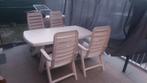 Tuintafel + stoelen, Tuin en Terras, Tuinsets en Loungesets, Ophalen, Kunststof, Gebruikt, Eettafel