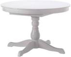 uitschuifbare witte ronde tafel ikea, 100 tot 150 cm, Zo goed als nieuw, Ophalen, Vijf personen of meer