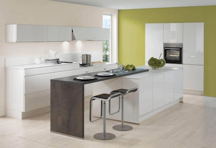 Superbe cuisine NEUVE avec électro AEG, Maison & Meubles, Cuisine | Cuisines complètes, Neuf, Autres types, Blanc, Composite, Sans poignée