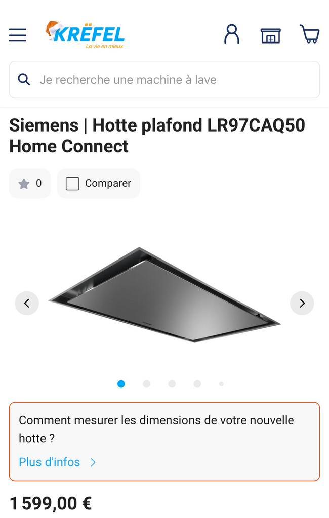 Siemens LR 97CAQ 50 Hotte groupe aspirant, Electroménager, Hottes, Neuf, Encastré, 600 à 800 m³/h, Moteur, Enlèvement
