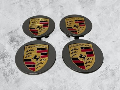 Grijs/Goud Porsche Naafdoppen/Naafkappen 76mm set van 4stuks, Auto diversen, Wieldoppen, Nieuw, Verzenden