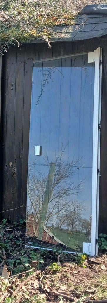 Porte en verre avec poignée et châssis de fixation, Ophalen