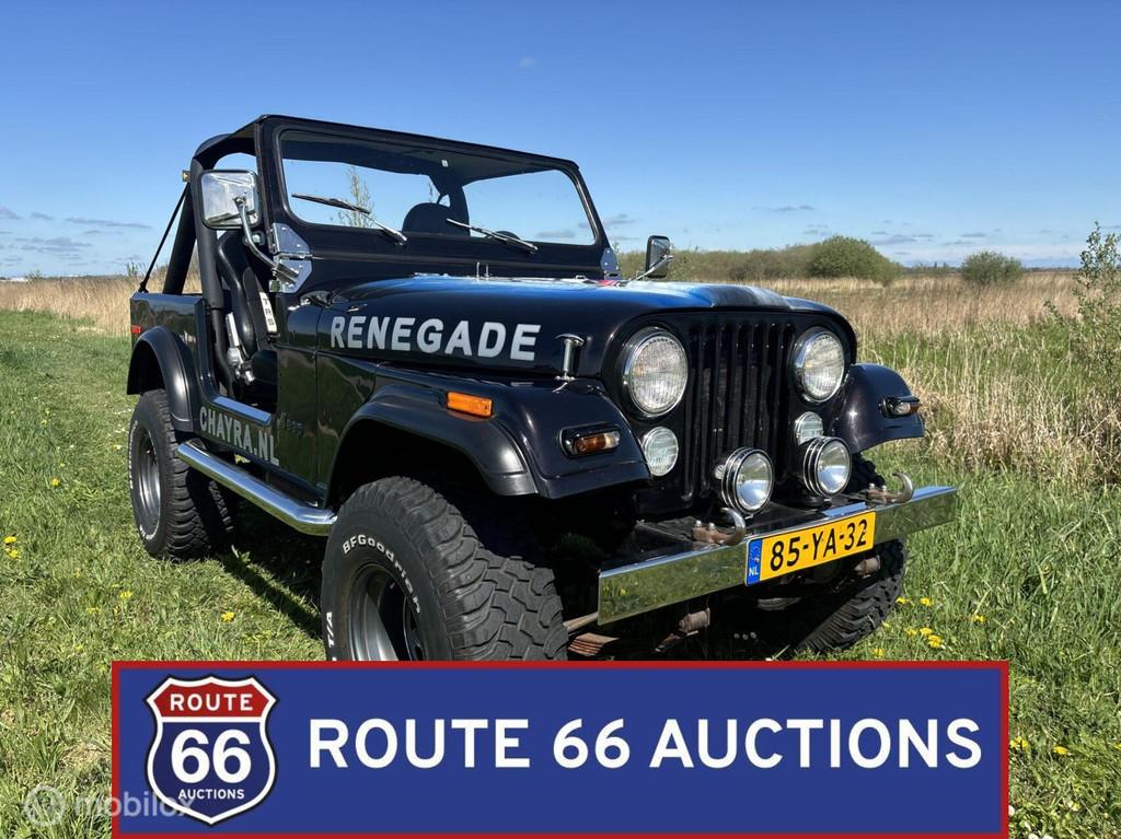 Jeep CJ-7 | 1977 | Route 66 Auctions, Auto's, Jeep, Zwart, Bedrijf, Handgeschakeld