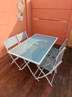 Tuin tafel terras tafel plooibaar 4 stoelen, Enlèvement, Utilisé, Rectangulaire, Aluminium