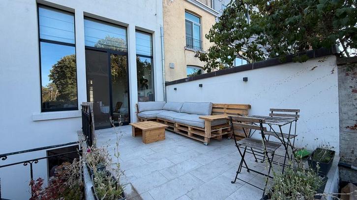 Pallet lounge met kussens en tafeltje, Jardin & Terrasse, Accessoires mobilier de jardin, Enlèvement