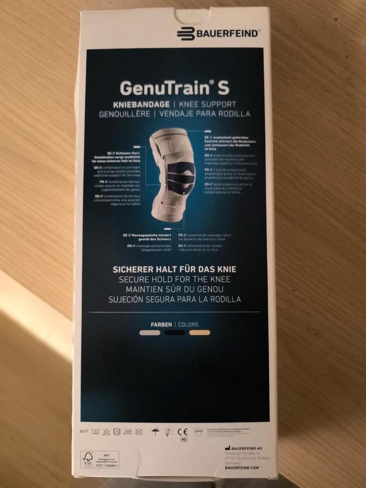Genouillère Bauerfeind GenuTrain S – NEUVE – Taille 4 (genou, Divers, Orthèses, Enlèvement