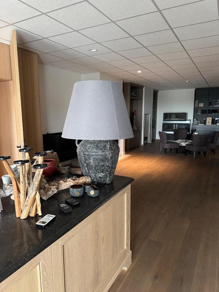 Xxl kruiklamp met muisgrijze kap, Maison & Meubles, Lampes | Lampes de table, Neuf, 75 cm ou plus, Autres matériaux, Enlèvement ou Envoi