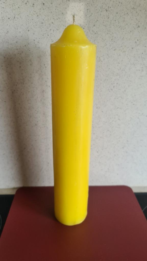 Grande bougie jaune, Enlèvement ou Envoi, Neuf, Bougie, 25 à 50 cm