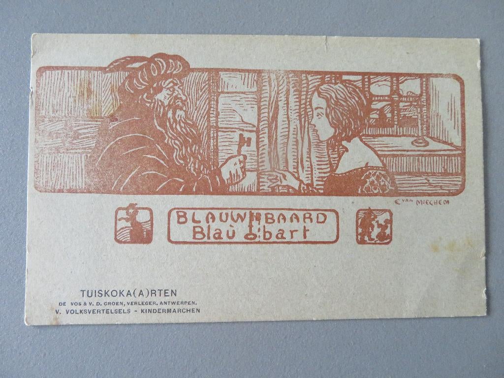 oude postkaart Blauwbaard C. van Mieghem sprookjes, Verzamelen, Ophalen of Verzenden, Voor 1920, Ongelopen