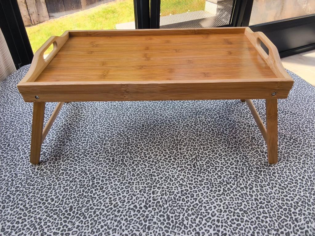 Plateau ou desserte de lit bambou avec pieds repliables, Enlèvement ou Envoi, Comme neuf, Rectangulaire
