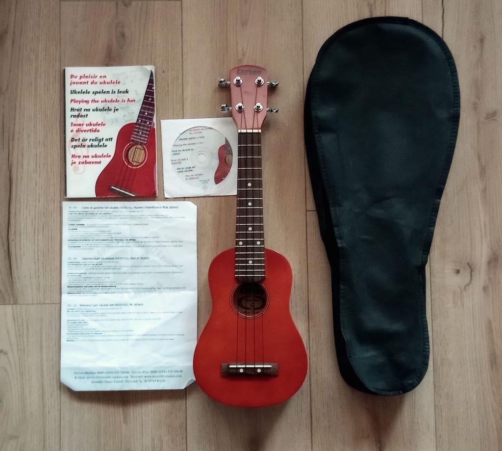 Ukulele, guide et cd d'apprentissage et housse
