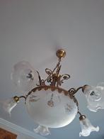 Lustre art déco avec verre à lait gravé et cuivre, Enlèvement