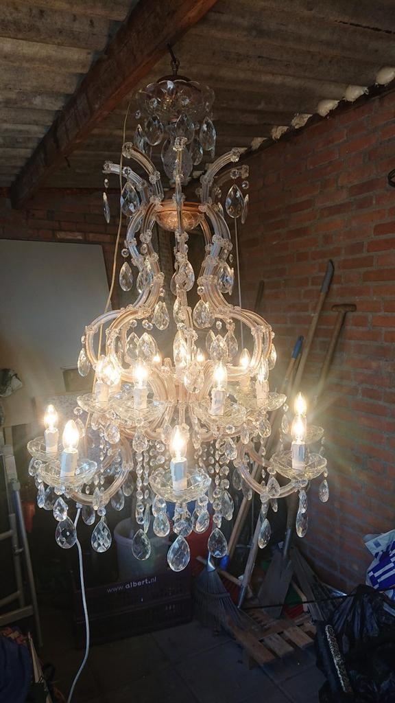 Grote zware  kristallen kroonluchter, Huis en Inrichting, Lampen | Kroonluchters, Ophalen