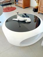 Moderne witte design salontafel zwart glas 40x95 cm, 75 cm ou plus, Rond, 50 à 100 cm, Comme neuf