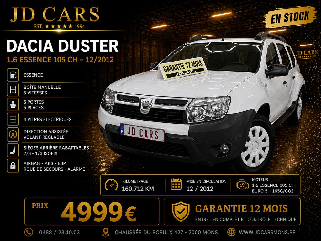 DACIA DUSTER 1.6 ESSENCE 105 ‼️GARANTIE 1 AN CTOK‼️ 4999€, Autos, Dacia, Euro 5, Achat, Entreprise, Boîte manuelle
