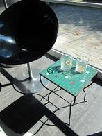 Smeedijzer bijzettafeltje met glas tegeltjes - heel cute !, Ophalen, Gebruikt, Glas, Vintage