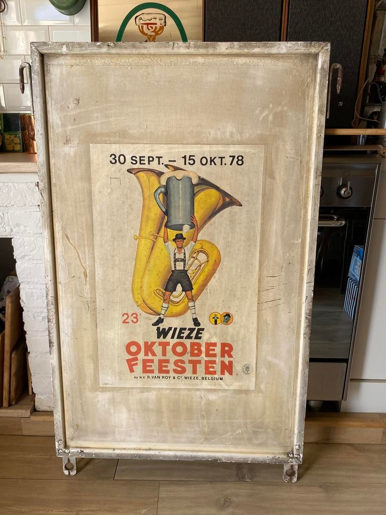 Reclamebord Wieze Oktoberfeesten 1978, Ophalen, Gebruikt, Reclamebord, Plaat of Schild, Overige merken