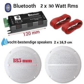 Bluetooth Vochtbestendige luidsprekers 16cm Wit 2x 30Watt [K, Audio, Tv en Foto, Luidsprekerboxen, Nieuw, Front, Rear of Stereo speakers