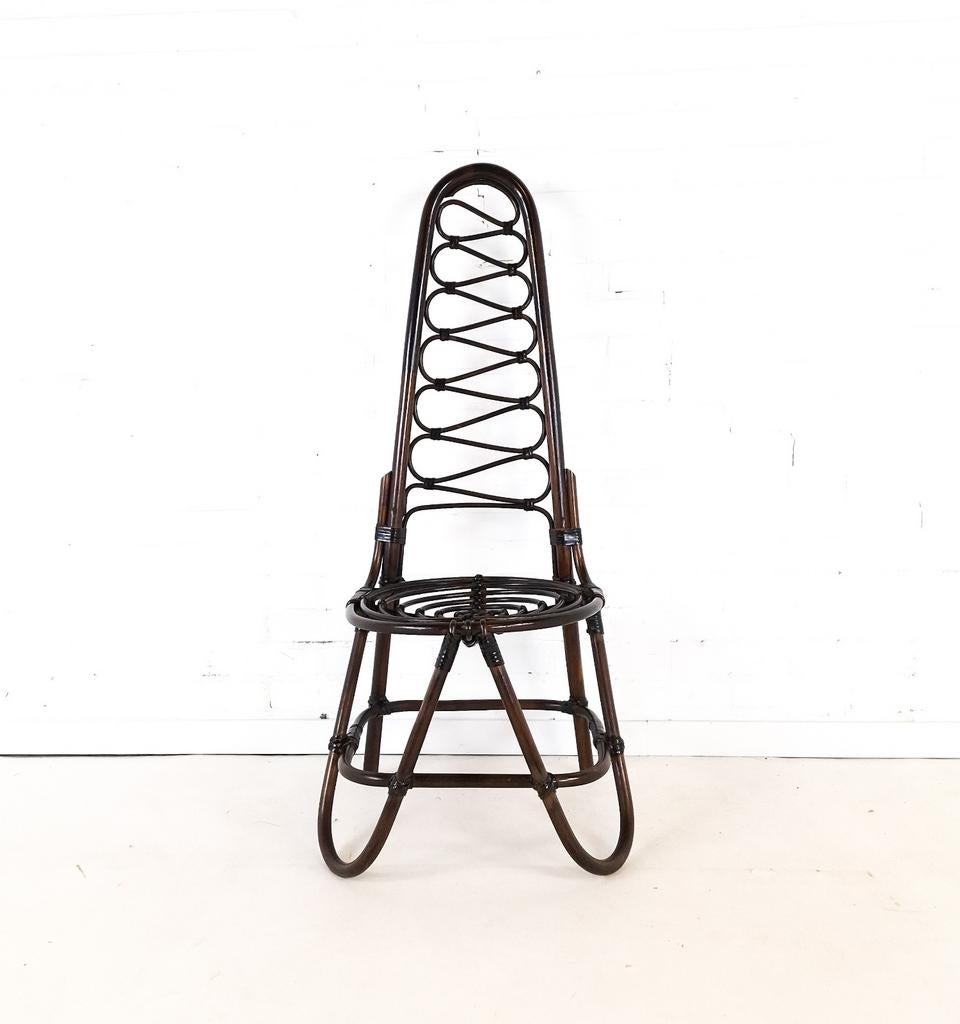 Vintage stoel bamboe/riet donkerbruin Rohe Noordwolde, Antiek en Kunst, Antiek | Meubels | Stoelen en Sofa's, Ophalen